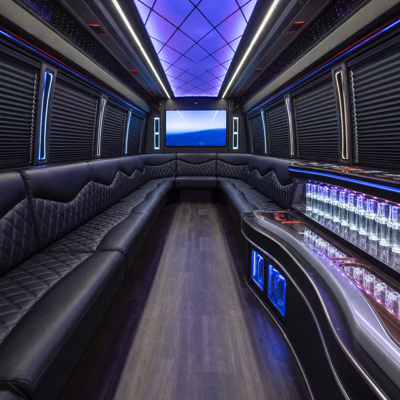 15 Passenger Party Bus Interior