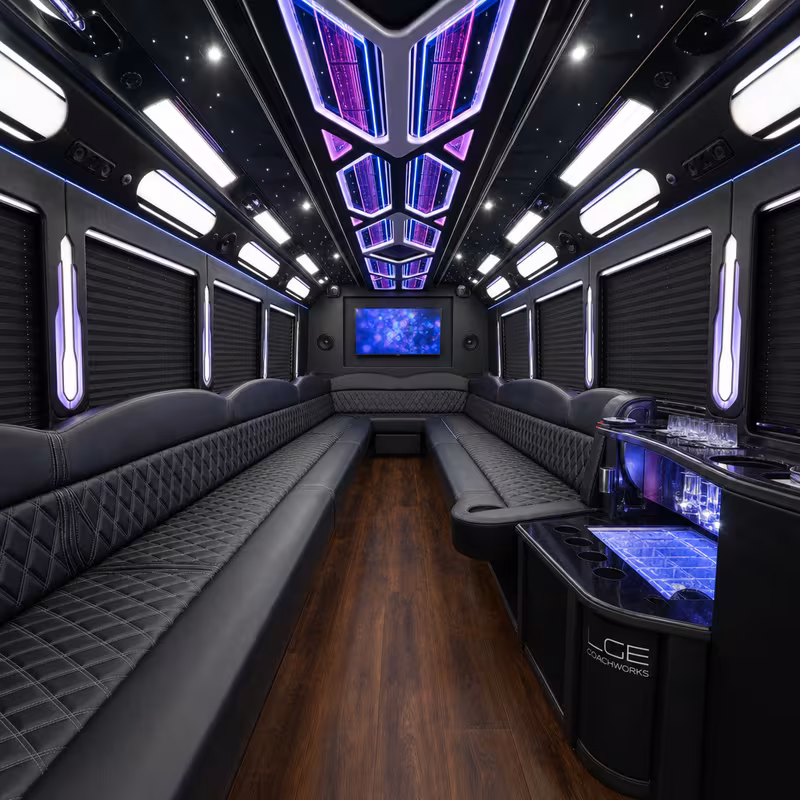 18 Passenger Party Bus Interior