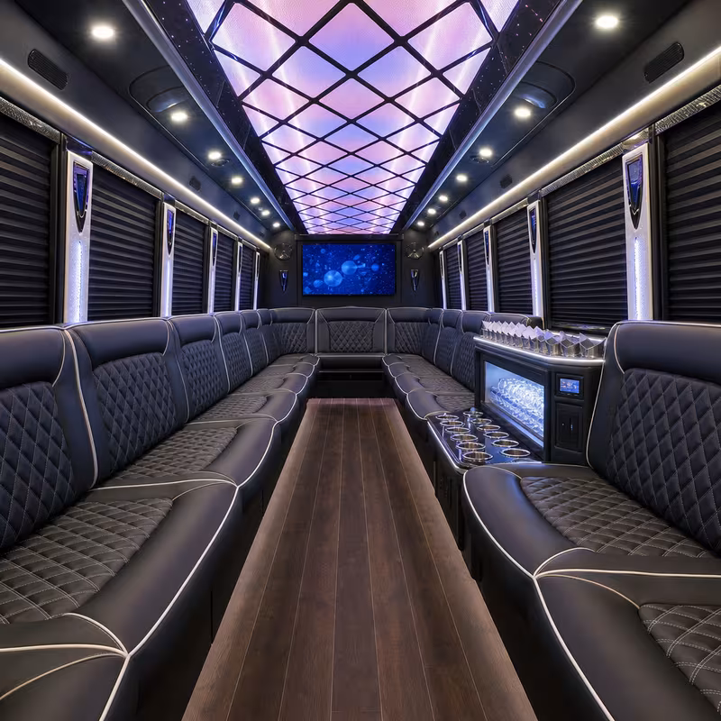 18 Passenger Party Bus Interior