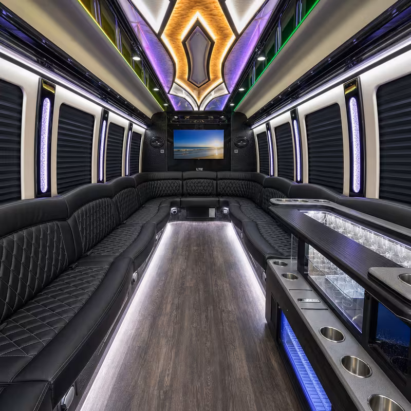 20 Passenger Party Bus Interior