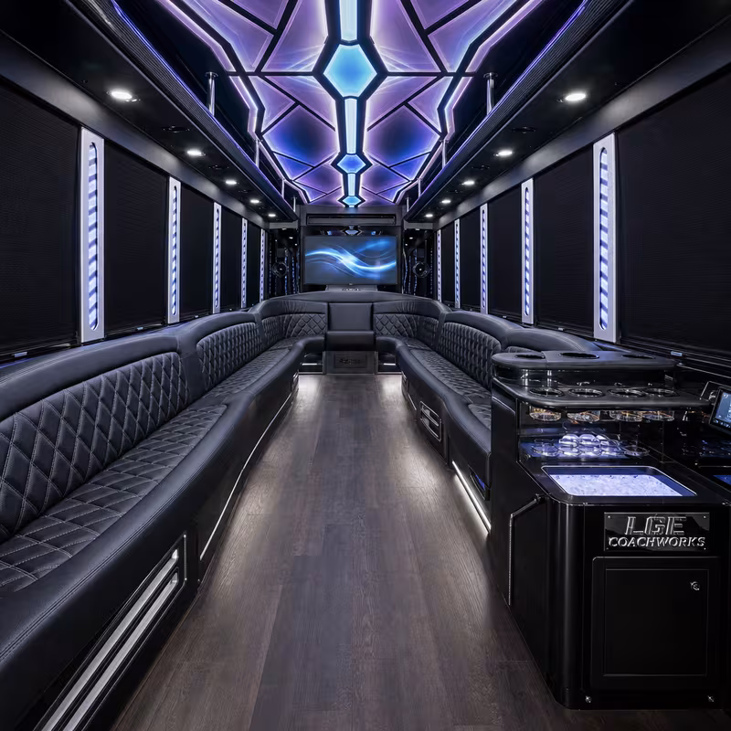 25 Passenger Party Bus Interior