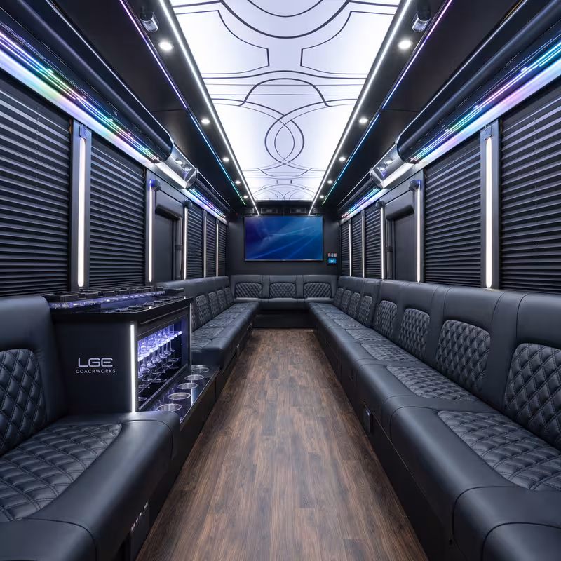 28 Passenger Party Bus Interior