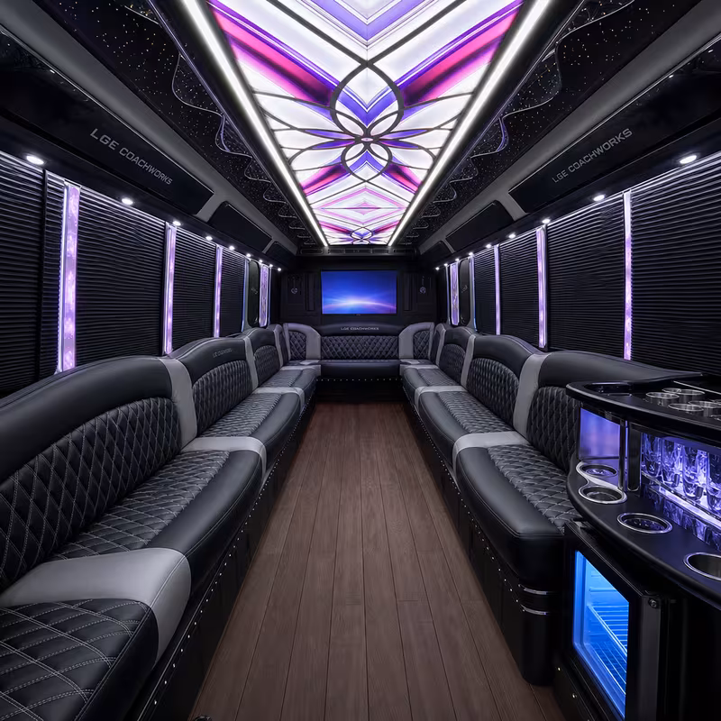 28 Passenger Party Bus Interior