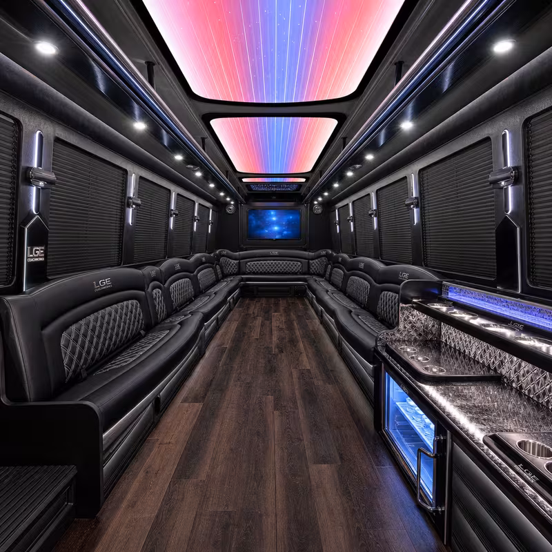 30 Passenger Party Bus Interior