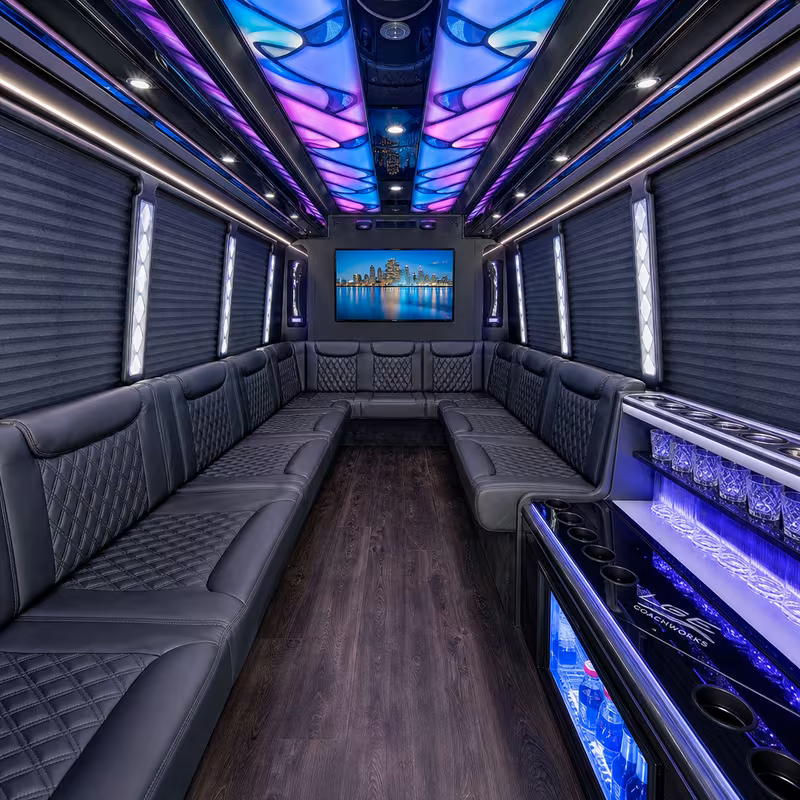 40 Passenger Party Bus Interior