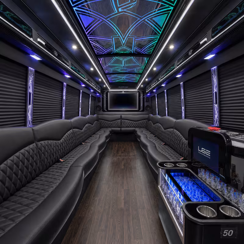 50 Passenger Party Bus Interior