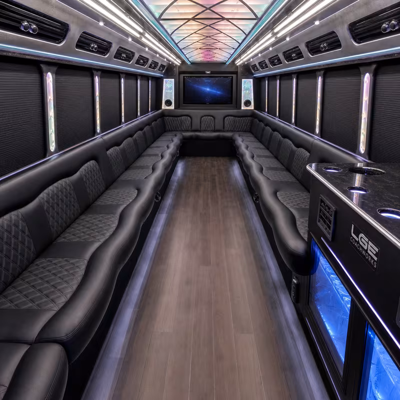 50 Passenger Party Bus Interior