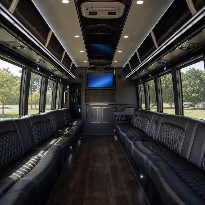 Passenger watching the Parkland scenery during a regional party bus road trip