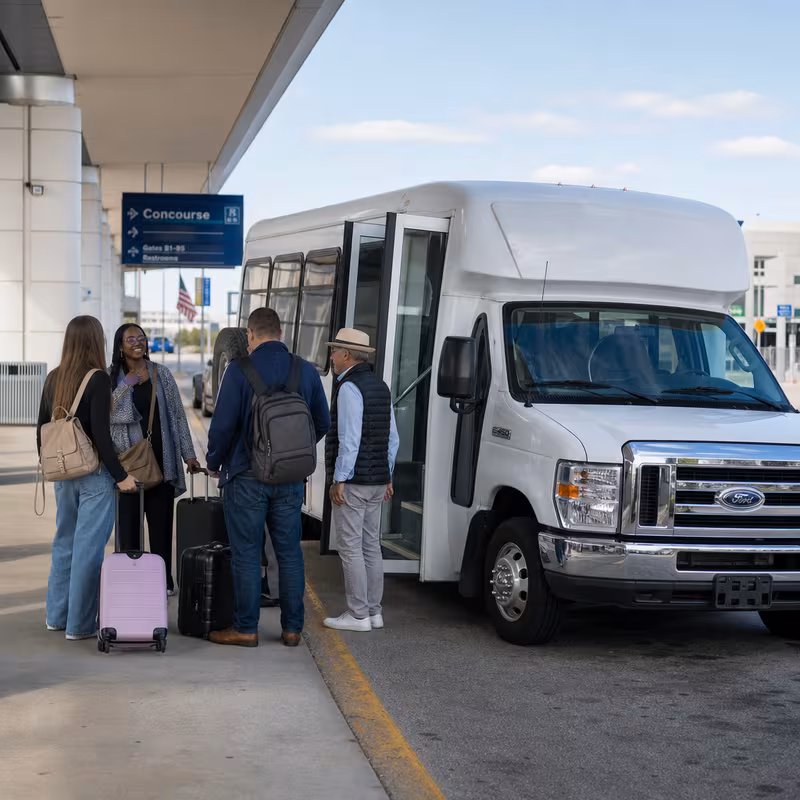 Black Mercedes Sprinter van staged for an Parkland Airport Transportation group