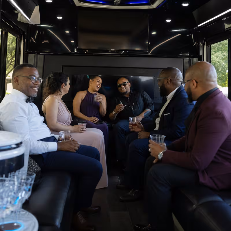 Black Mercedes Sprinter van staged for an Parkland Private Event Transportation group