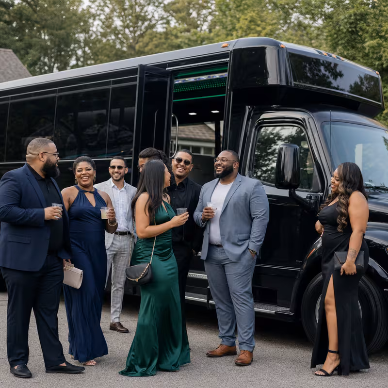 Passengers loading luggage while boarding an Parkland group shuttle