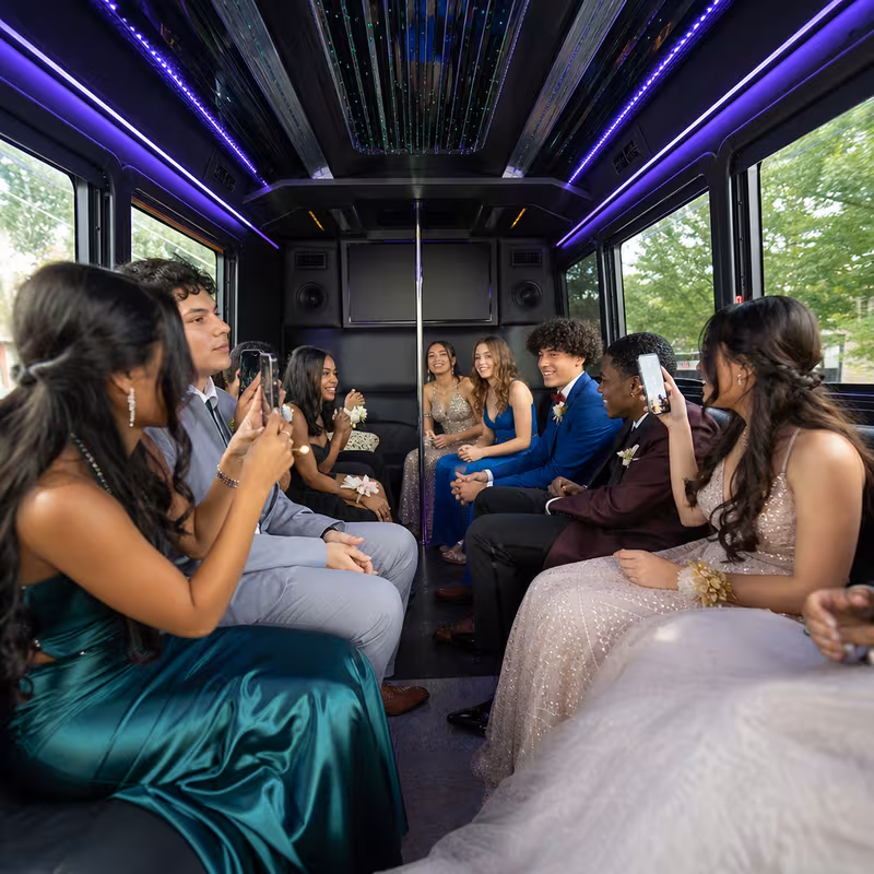 Black Mercedes Sprinter van staged for an Parkland Prom & Homecoming Transportation group