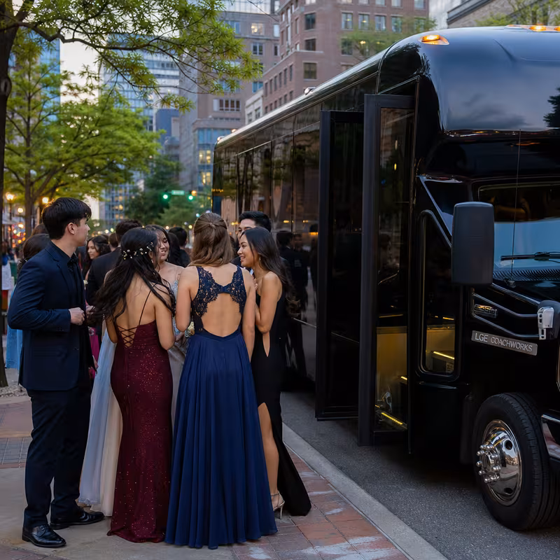 Passengers loading luggage while boarding an Parkland group shuttle