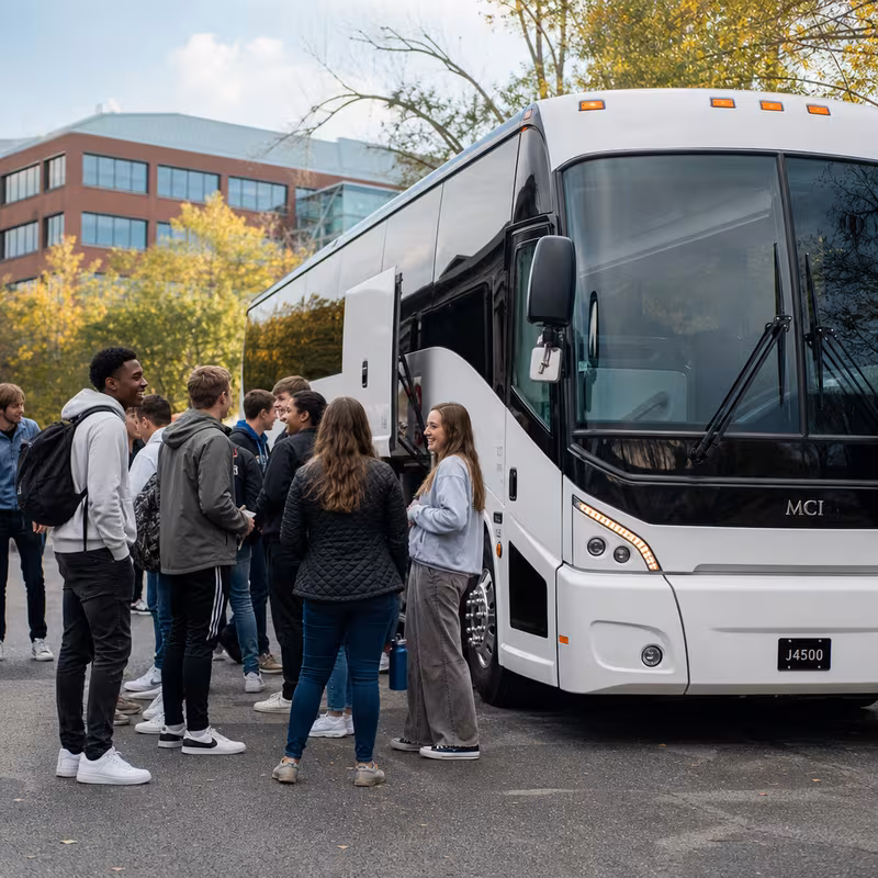 Black Mercedes Sprinter van staged for an Parkland School Transportation group