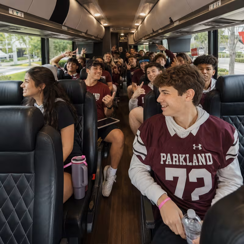Black Mercedes Sprinter van staged for an Parkland Sporting Event Transportation group