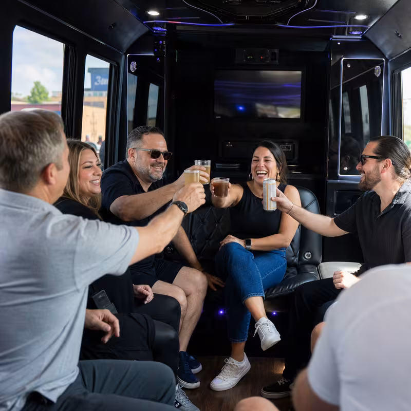Black Mercedes Sprinter van staged for an Parkland Winery & Brewery Tour Transportation group